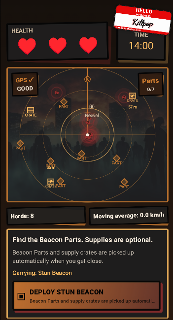 Zombie Extraction active game screen